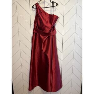 Alfred Sung Women’s Plus Size 24 W Burgundy One Shoulder Belt Floor Length Dress